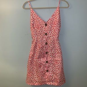 floral button front, tie-back skater dress